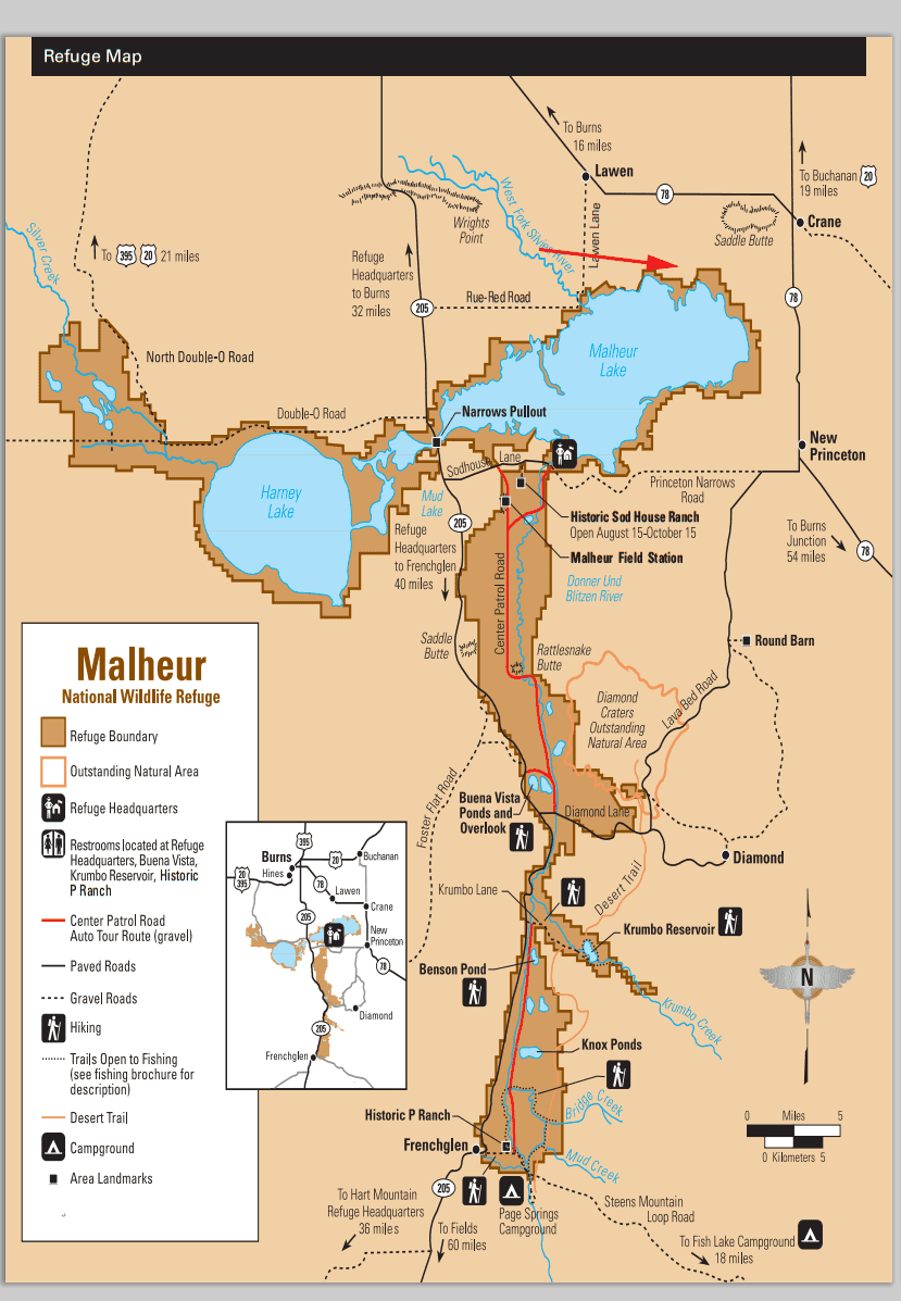 Map of the parcel and surrounding Malheur National Wildlife Refuge country