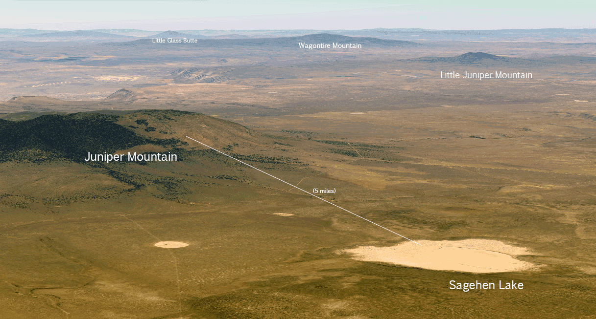 Annotated view looking north across the Sagehen Lake property