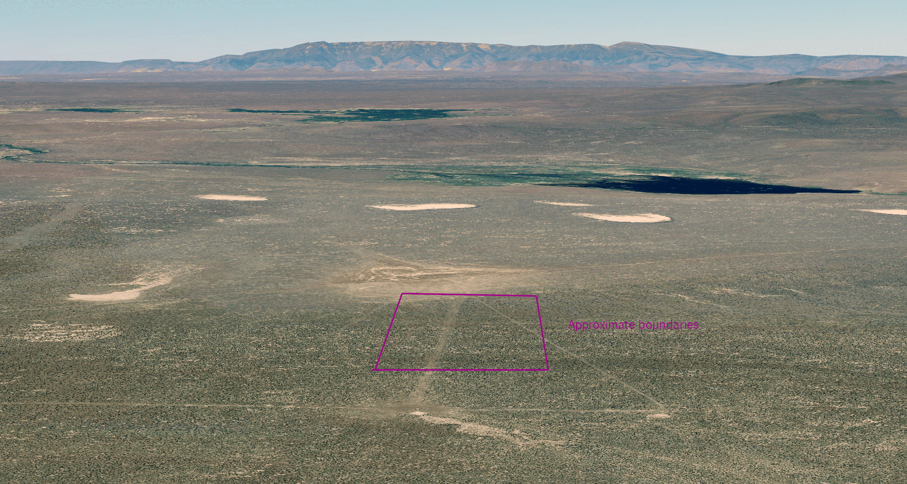 Oblique aerial view showing approximate boundaries of the 40-acre Oregon outback parcel