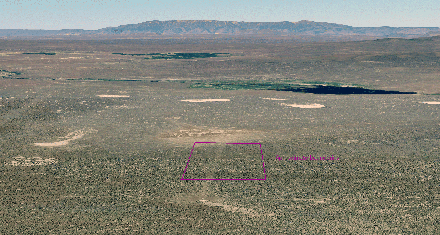 Oblique aerial view showing approximate boundaries of the 40-acre Oregon outback parcel