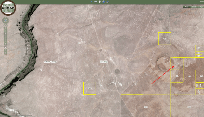 This ORMAP highlights the exact location of the 40 acre Butte for sale. 
